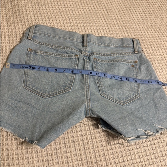 Madewell Maternity Light Blue Denim Jean Shorts with Navy Accents size 27 - Picture 12 of 13